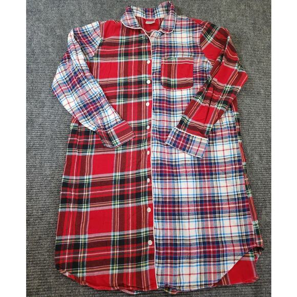 Land's End Other - Land's End Womens Large Flannel Button-Up Red Plaid Nightshirt